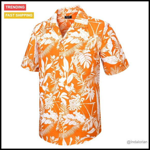 Men's Tropical Floral Button Down Shirt Casual Summer Beach Vacation Aloha